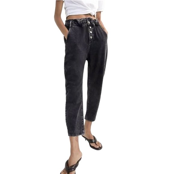 Zara Jeans Zara Paperbag Baggy Fit Ultra High Rise Jeans Washed
